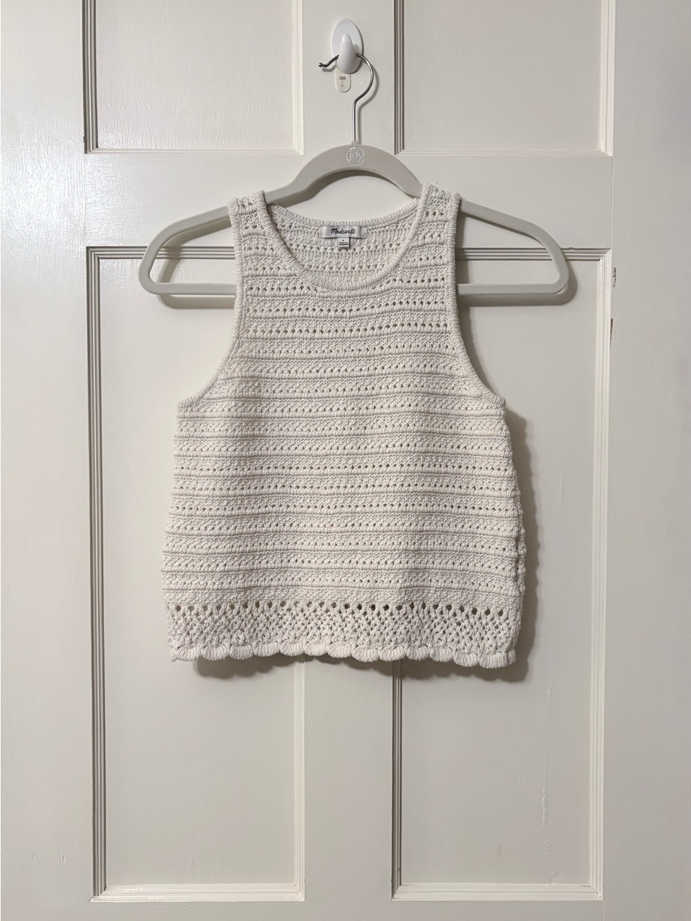 Madewell Kellen Crocheted Cream Sweater Tank with Scalloped Hem - Picture 5 of 8